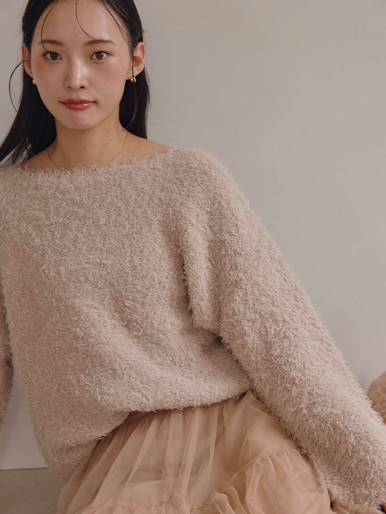 acym ミルキーカラーボリュームニット ピンク ミルキーカラーボリュームニット | ACYM ONLINE SHOP