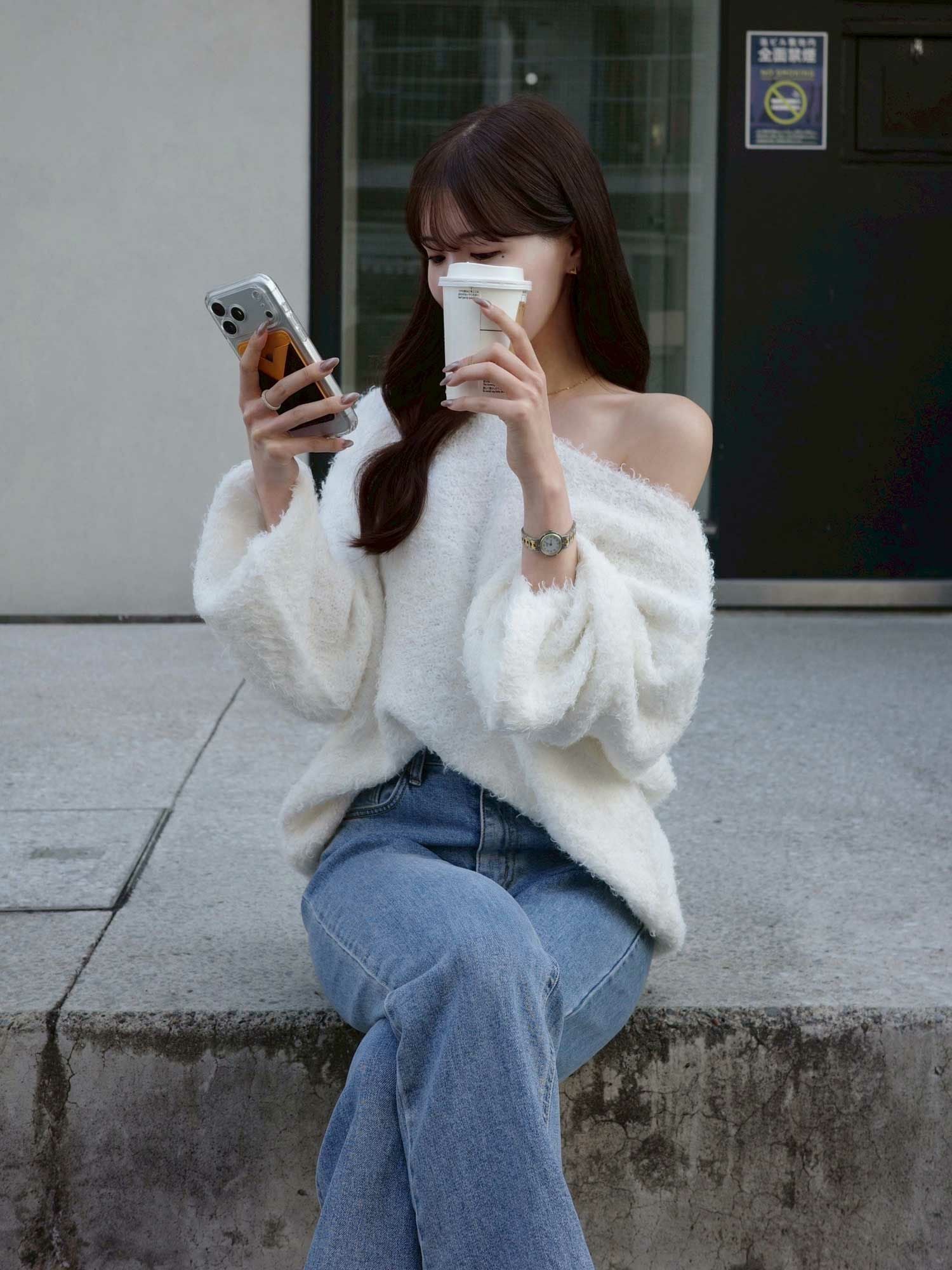 acym ミルキーカラーボリュームニット　ピンク　購入前にコメント下さい(^^) ミルキーカラーボリュームニット | ACYM ONLINE SHOP